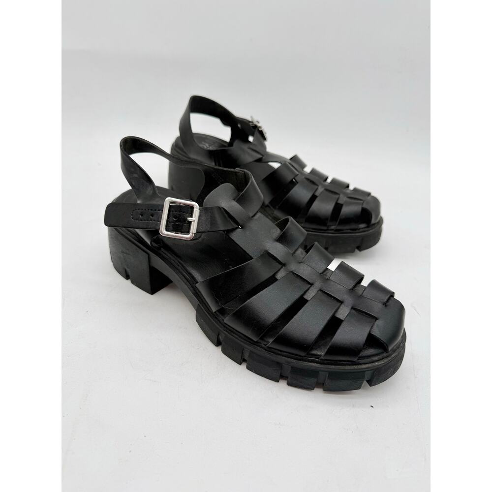 Madden NYC Black Chunky Fisherman Platform Sandals Lug Sole Women's 8.5 - Picture 3 of 10